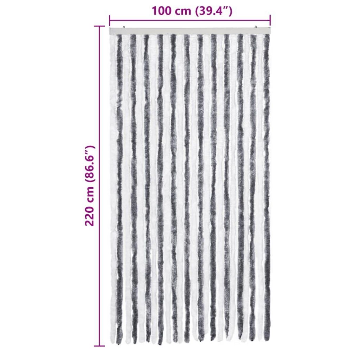 VIDAXL Moustiquaire Gris et blanc 100x220 cm Chenille