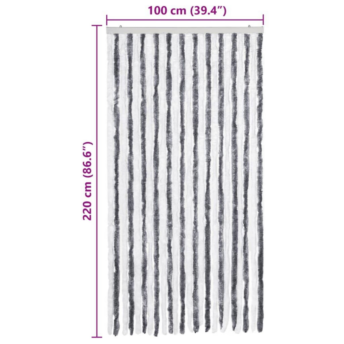 VIDAXL Moustiquaire Gris et blanc 100x220 cm Chenille