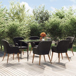 VIDAXL Ensemble a manger de jardin avec coussins 7 pcs Noir