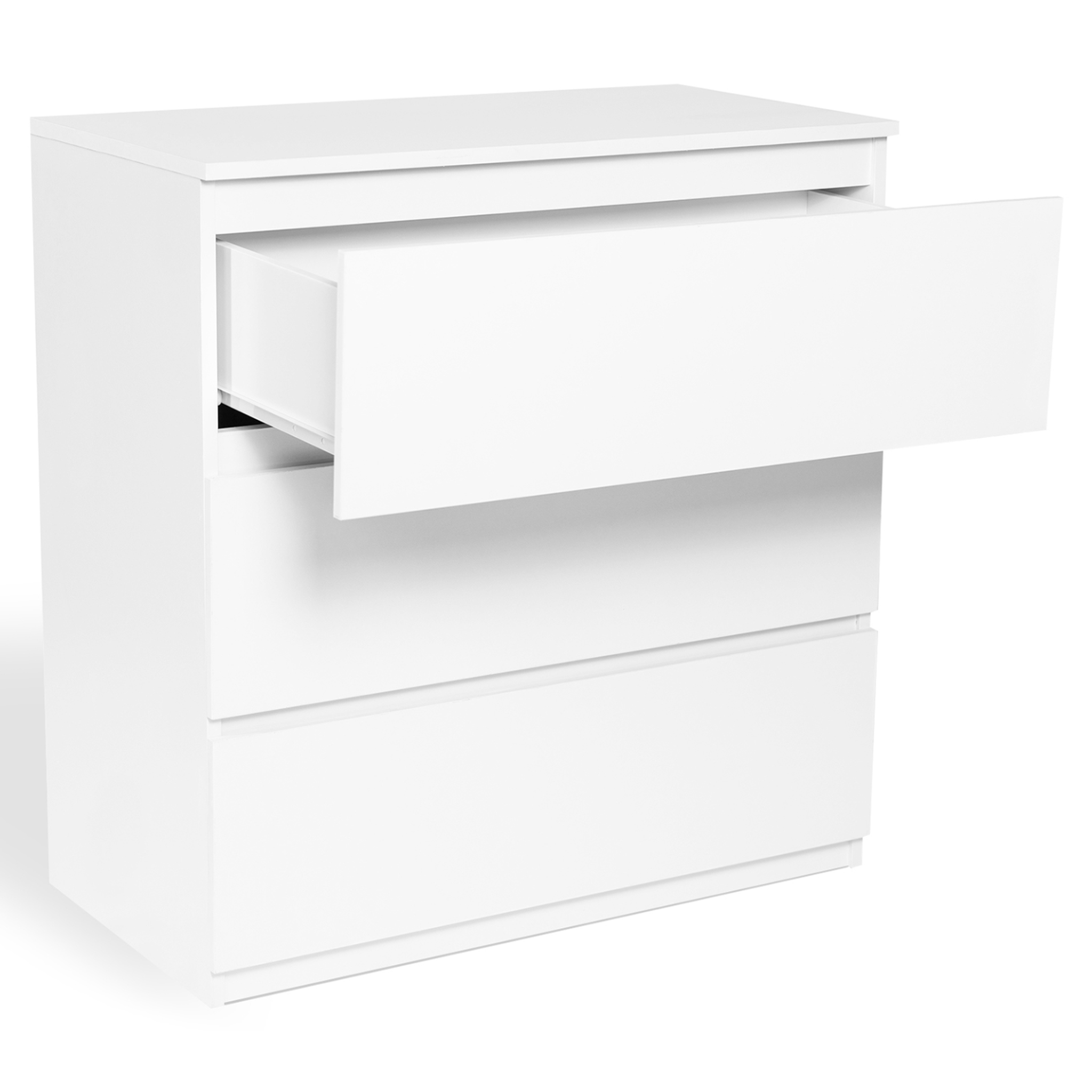 Voir la diapositive 4 : ID MARKET Commode 3 tiroirs tomi 78 cm bois blanc