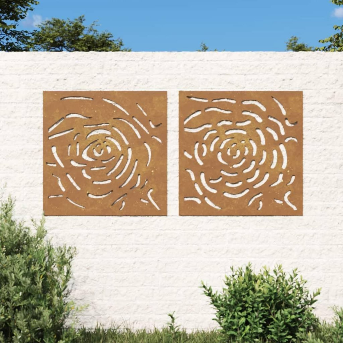 VIDAXL Decorations murales jardin 2 pcs 55x55 cm design de rose