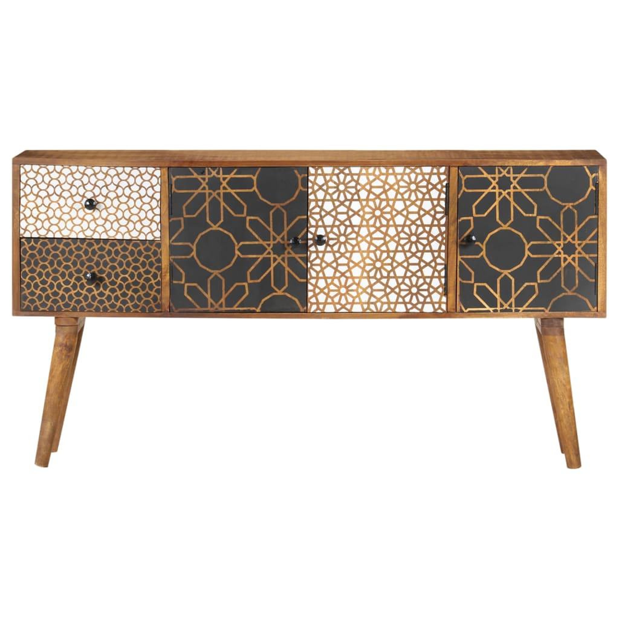 Voir la diapositive 2 : VIDAXL Buffet avec motif imprime 130x30x70 cm Bois de manguier massif