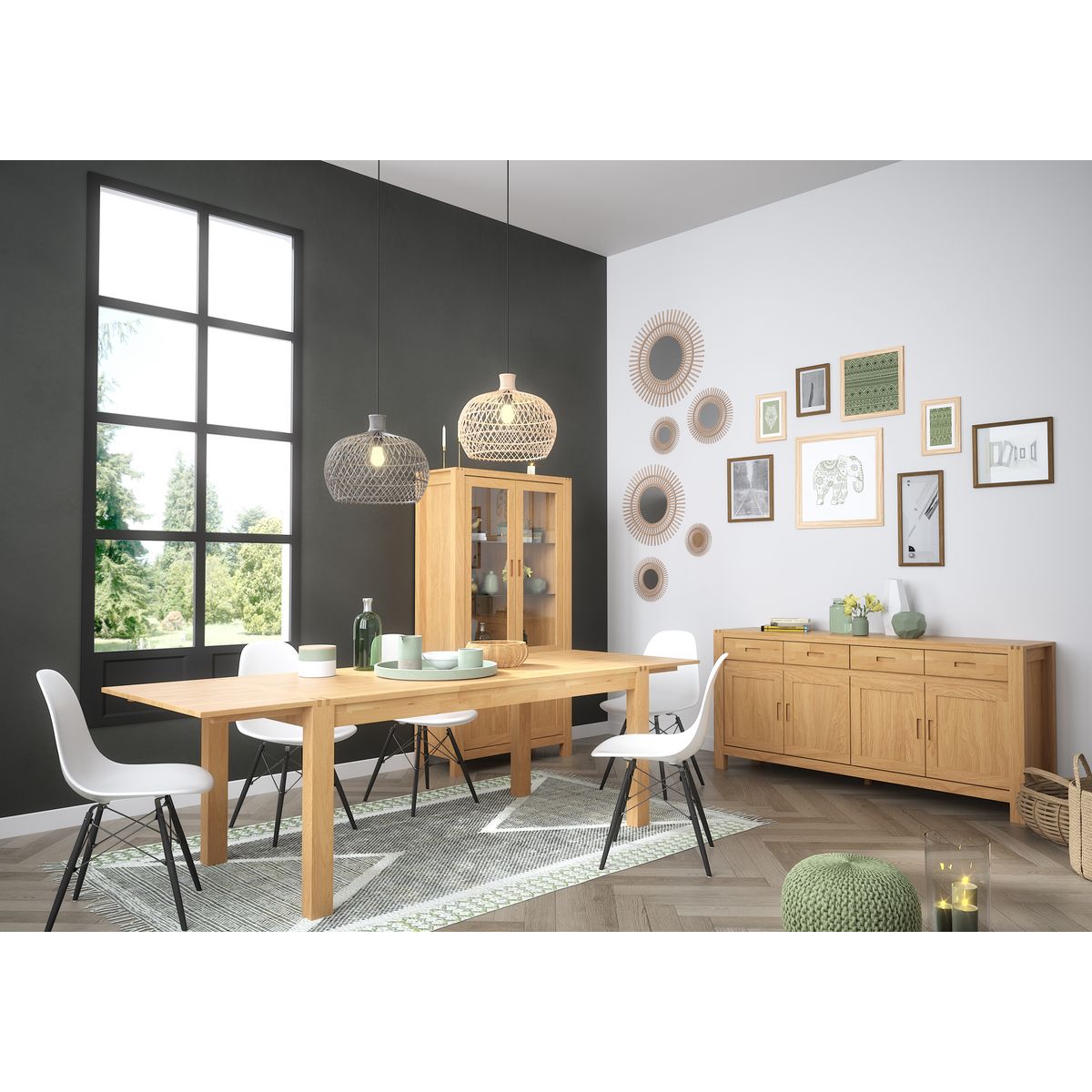 Table chêne rectangulaire NATHAN L180cm