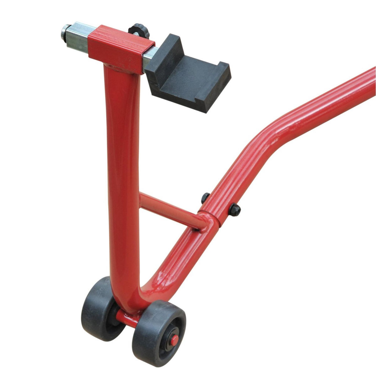 HOMCOM Support béquille de moto arrière lève moto arrière sur roulettes avec adaptateurs caoutchouc rouge et noir