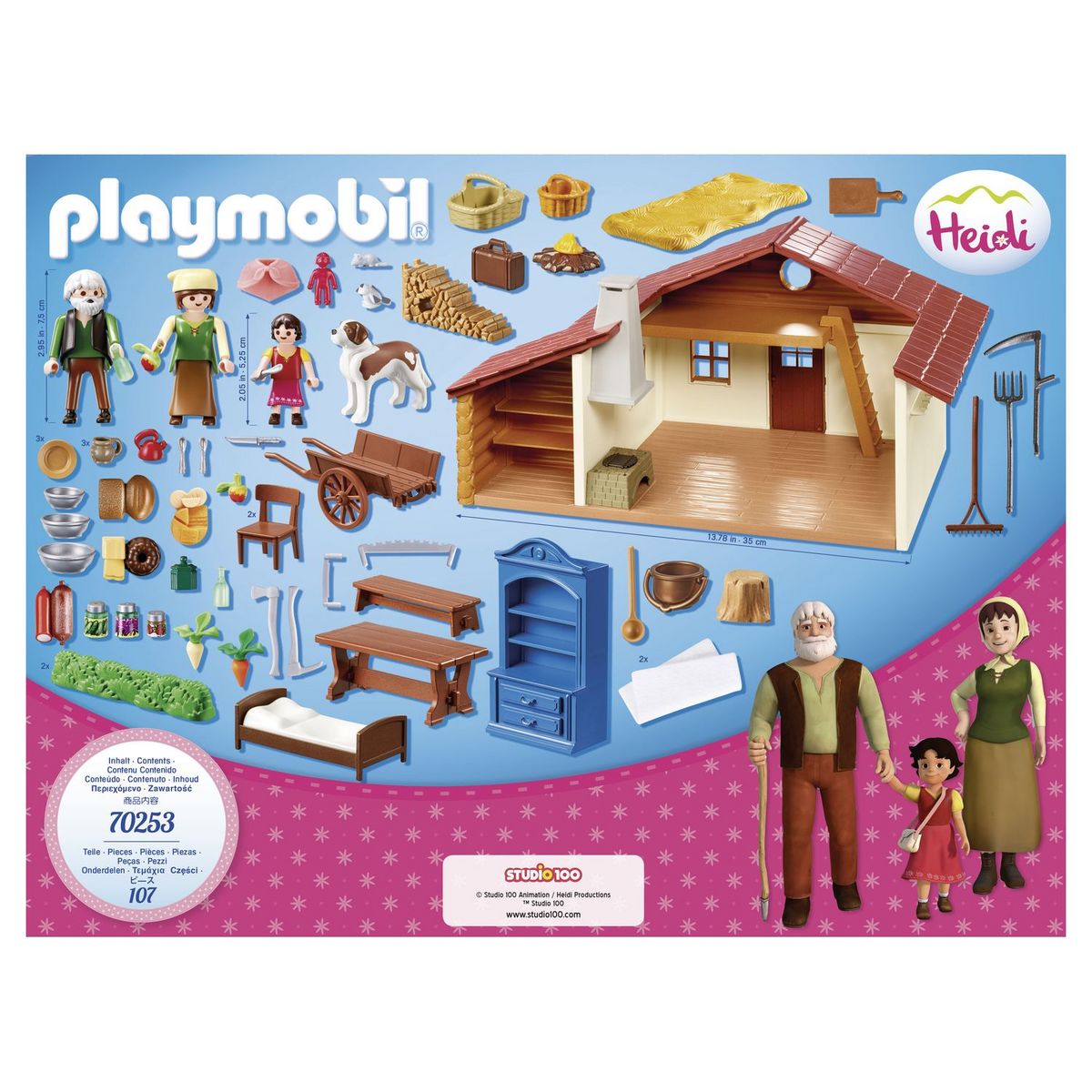 PLAYMOBIL 70253 - Heidi - Heidi avec grand-père et chalet