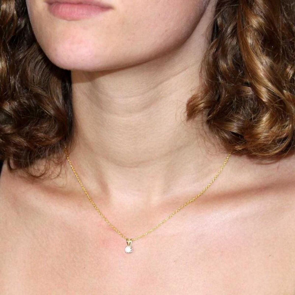 L'ATELIER D'AZUR Collier - Pendentif Or Jaune Zirconium Rond - Femme