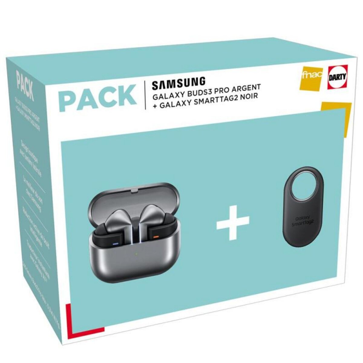 Samsung Pack Ecouteurs sans fil Samsung Galaxy Buds3 Pro Bluetooth avec réduction active du bruit Argent + SmartTag2 Noir