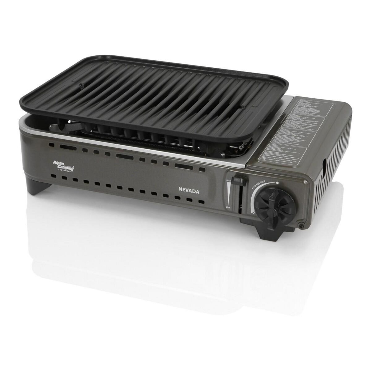 ALPENTECH Barbecue à gaz Portable Grill 1780W + 8 Cartouches Gaz Butane Allumage Piezo + Mallette Camping ALPEN