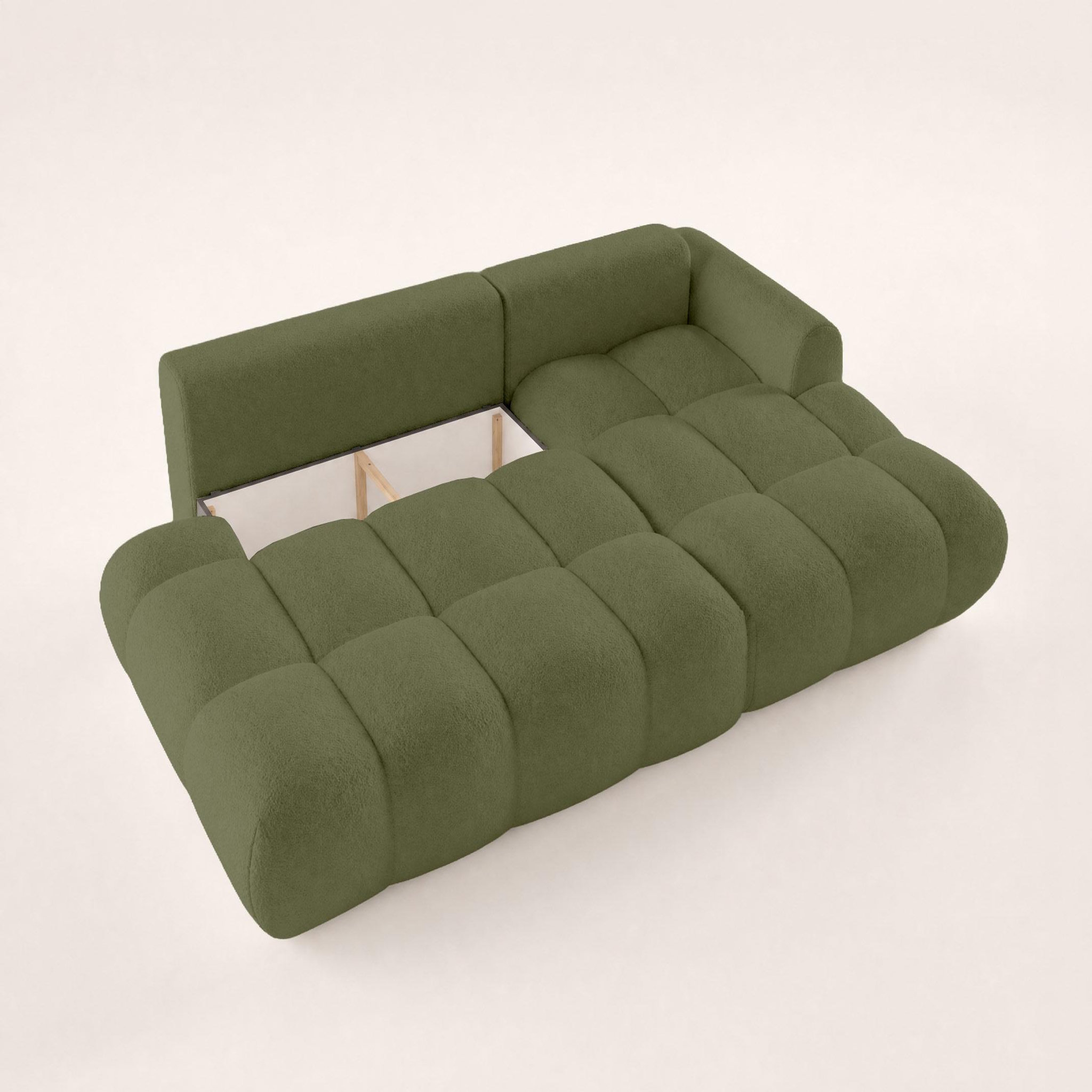 Voir la diapositive 5 : BEST MOBILIER Yulin - canapé d'angle ouvert droit 4 places convertible avec coffre en tissu bouclette