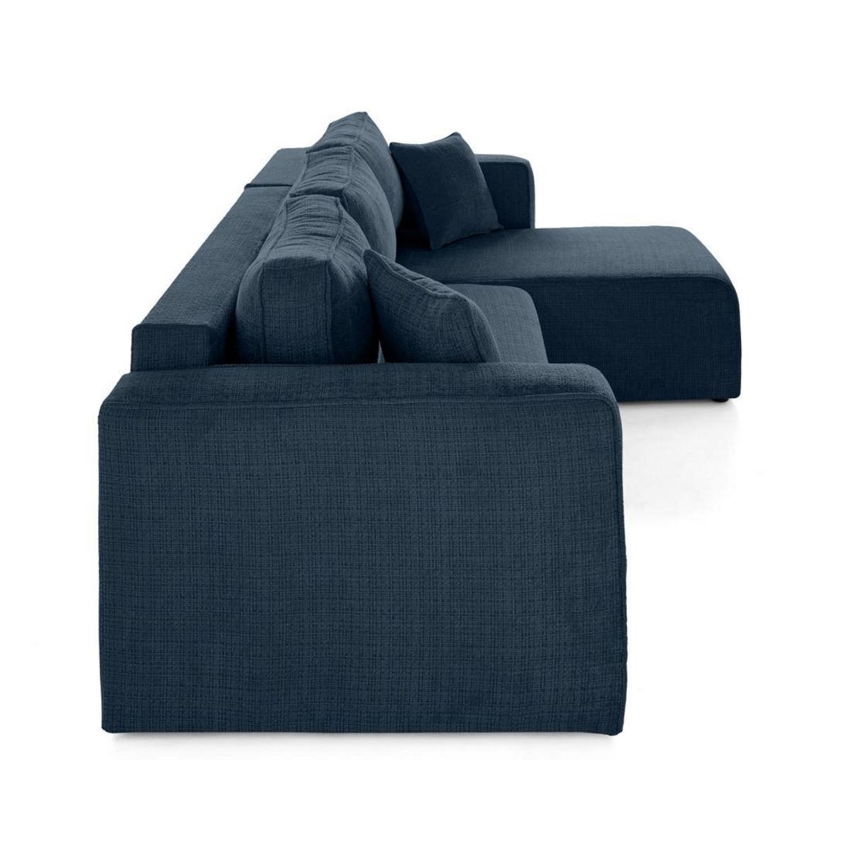 BEST MOBILIER Topaze - canapé d'angle déhoussable réversible 4 places en velours texturé