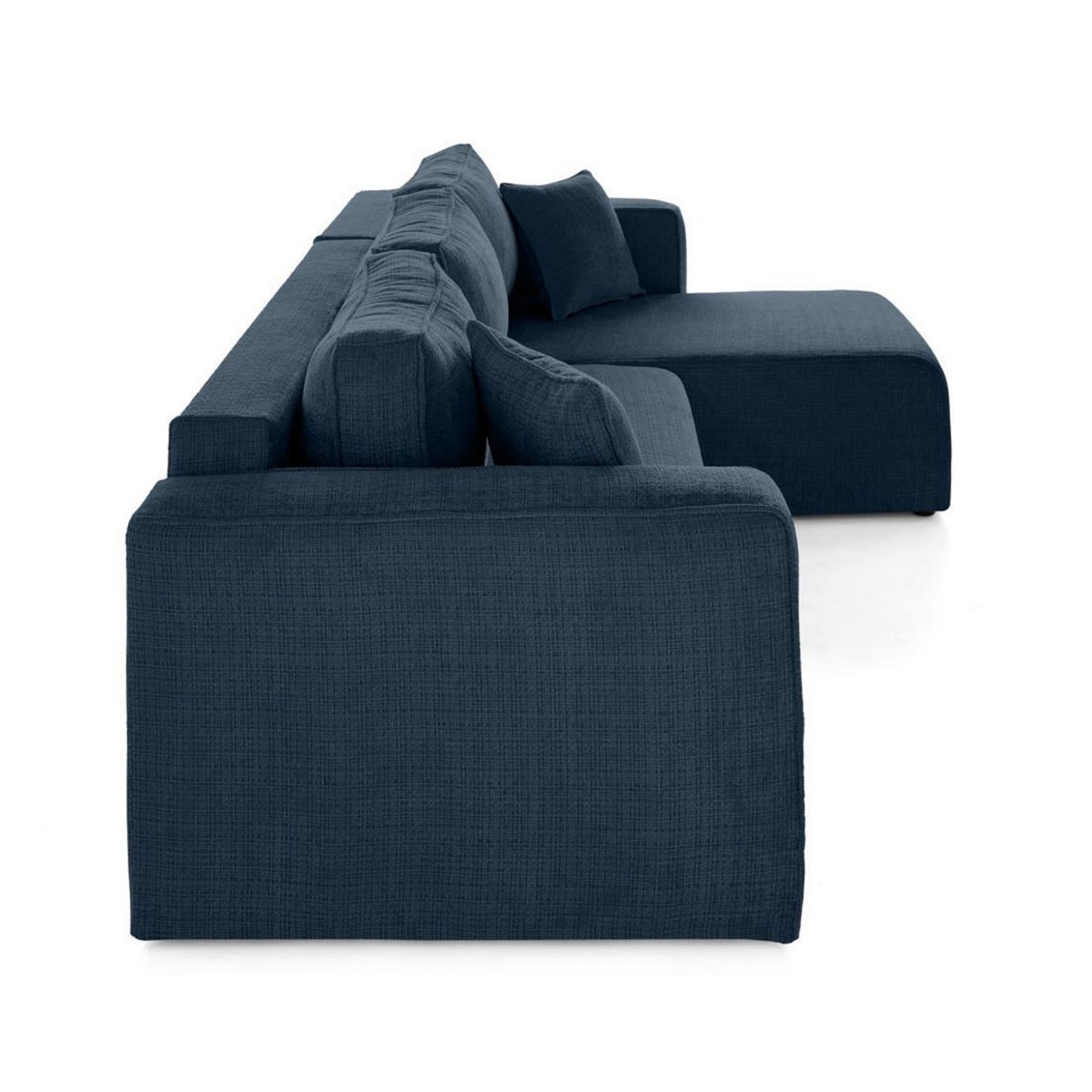 BEST MOBILIER Topaze - canapé d'angle déhoussable réversible 4 places en velours texturé