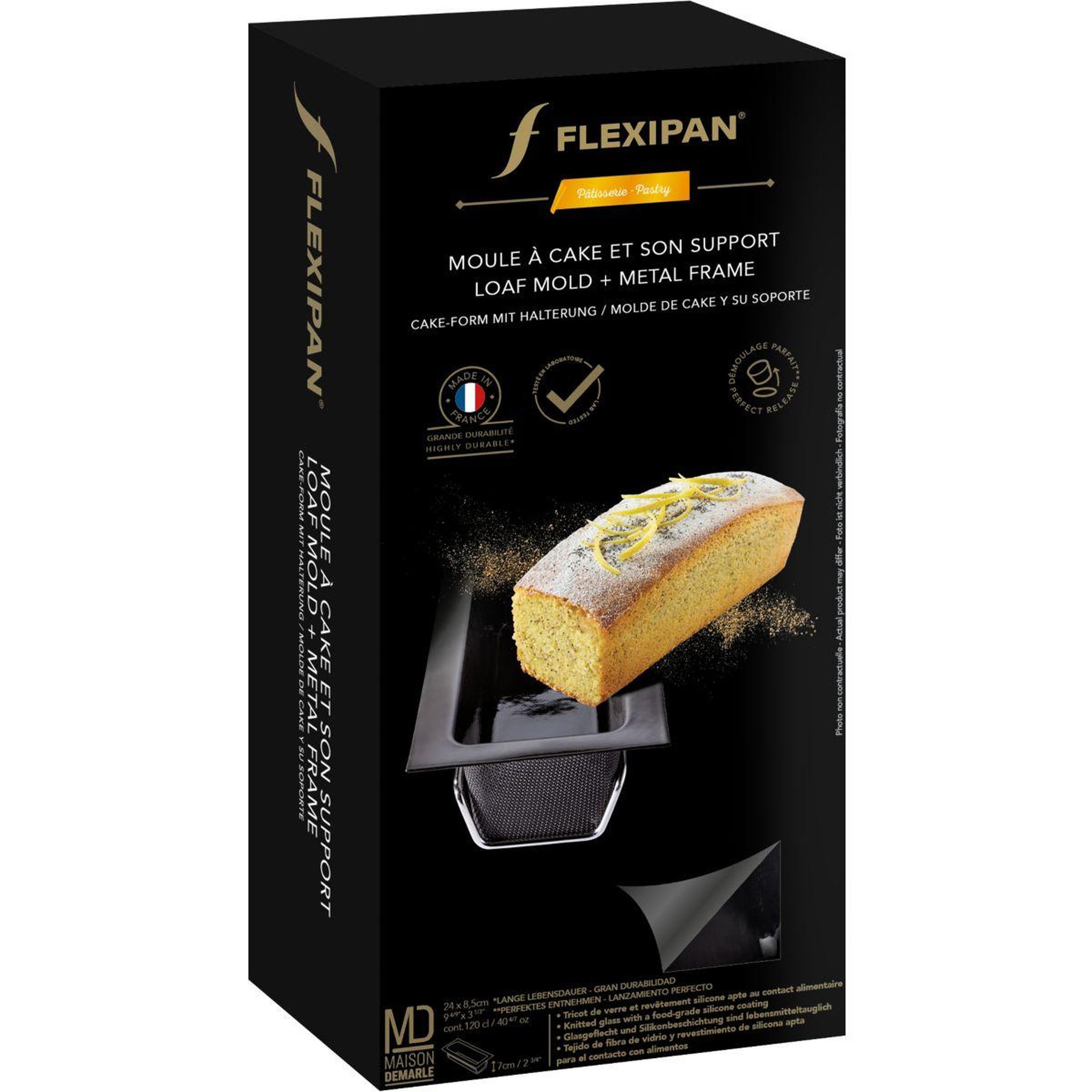 Voir la diapositive 2 : Flexipan Moule à quatre quart a cake et son support