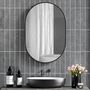 Voir la diapositive 2 : HOMCOM Miroir mural ovale dim. 60L x 90H cm cadre arrondi montage vertical/horizontal alu. noir