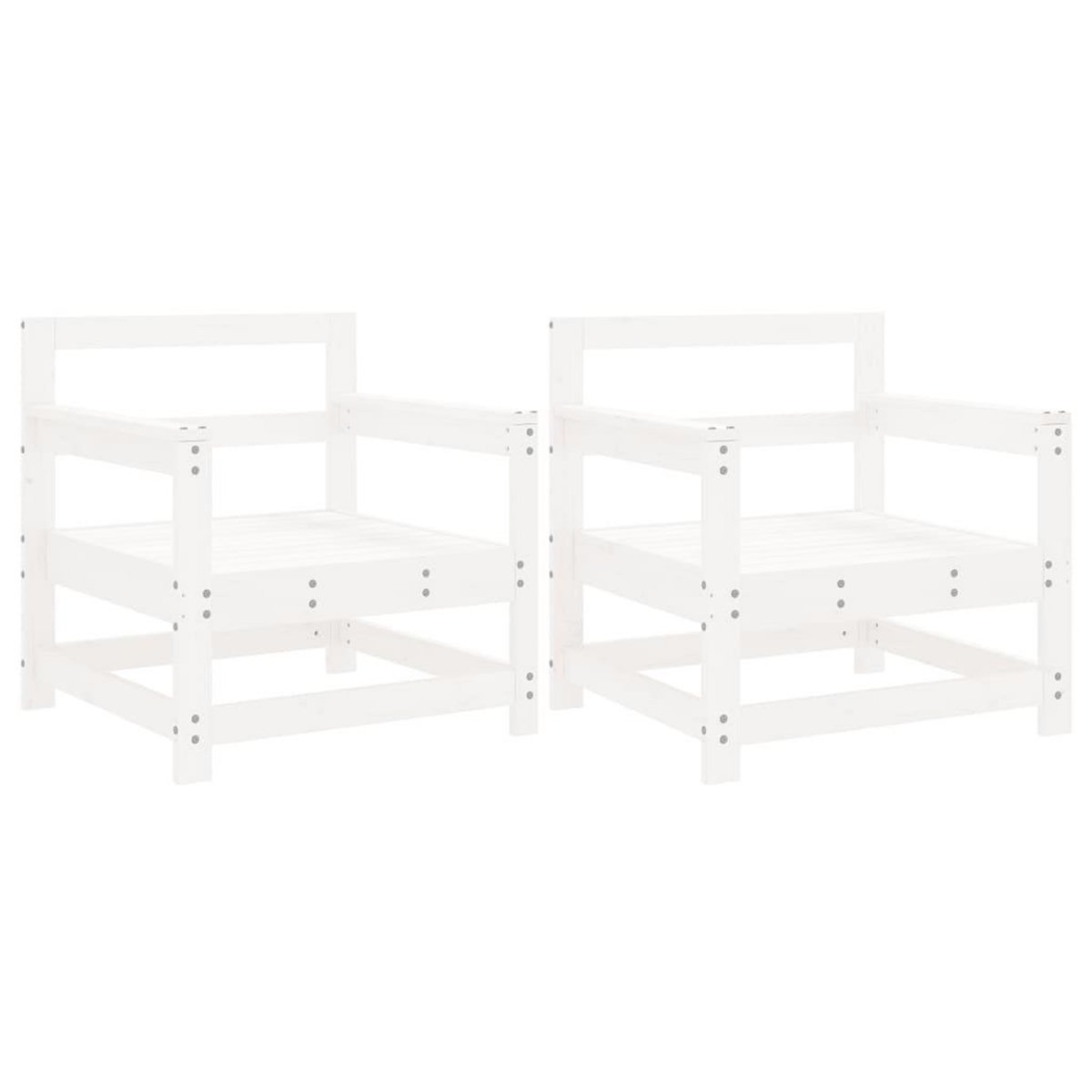 VIDAXL Chaises de jardin lot de 2 blanc bois massif de pin