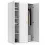 Voir la diapositive 3 : ID MARKET Armoire 3 portes VITO blanc penderie 120 cm avec étagères