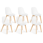 ID MARKET Lot de 6 chaises MANDY blanches pour salle à manger