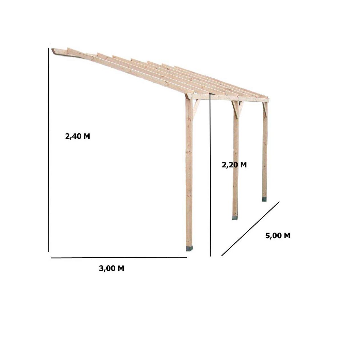 Carport bois adossé 15 m²
