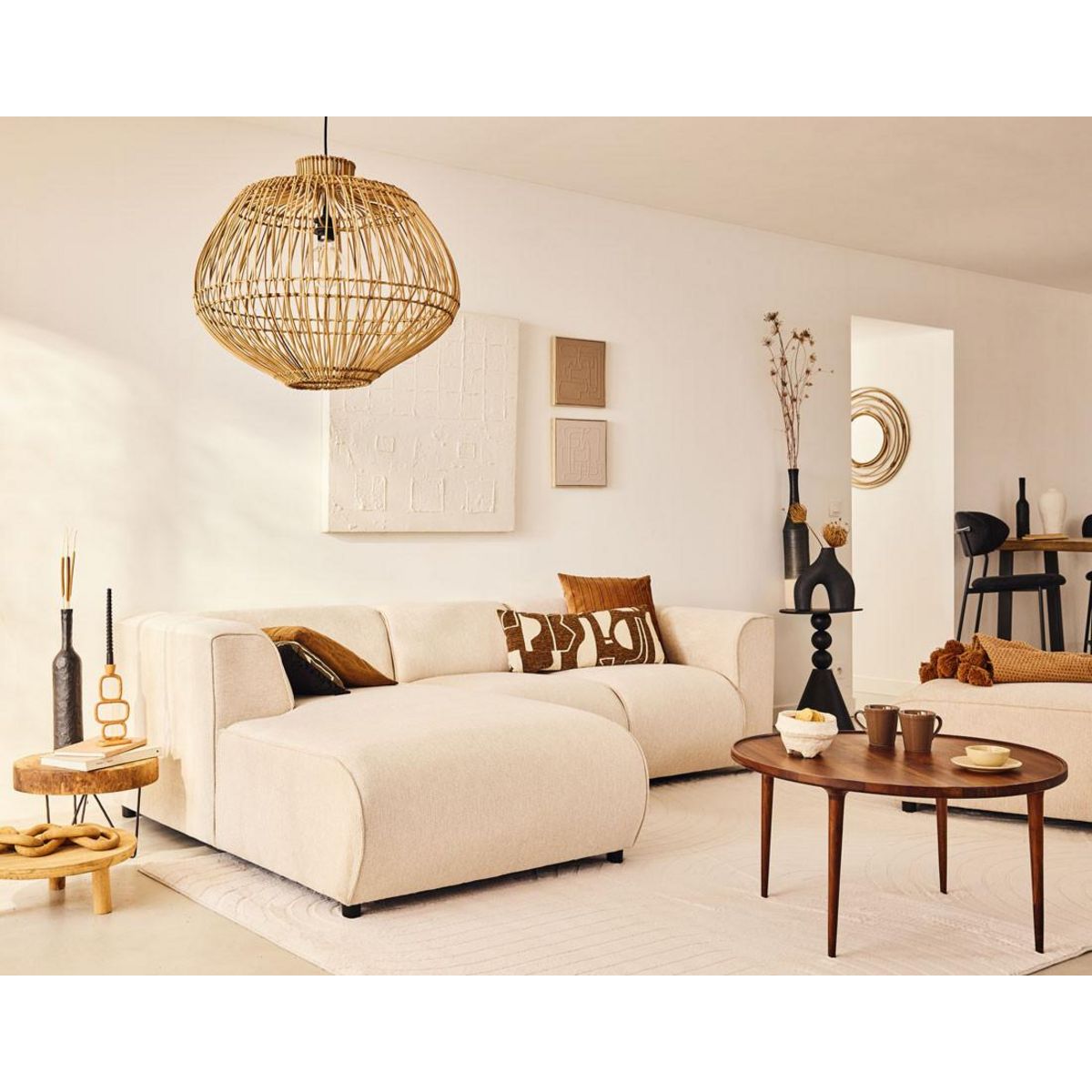 LISA DESIGN Suaro - module d'assise méridienne gauche en tissu texturé