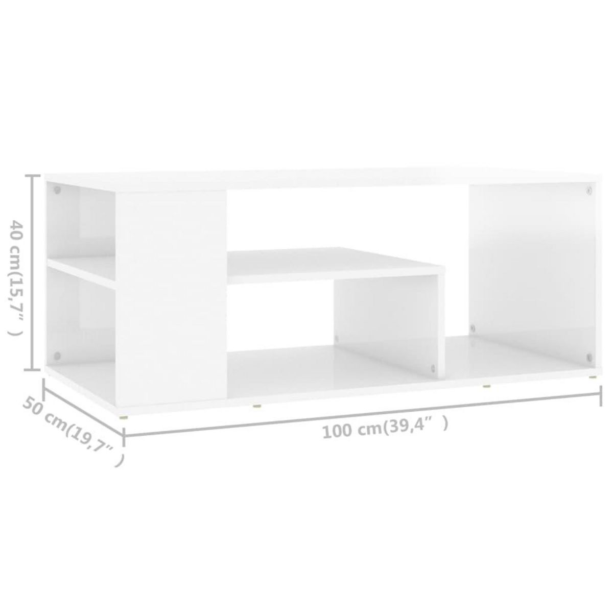 VIDAXL Table basse blanc brillant 100x50x40 cm bois d'ingenierie