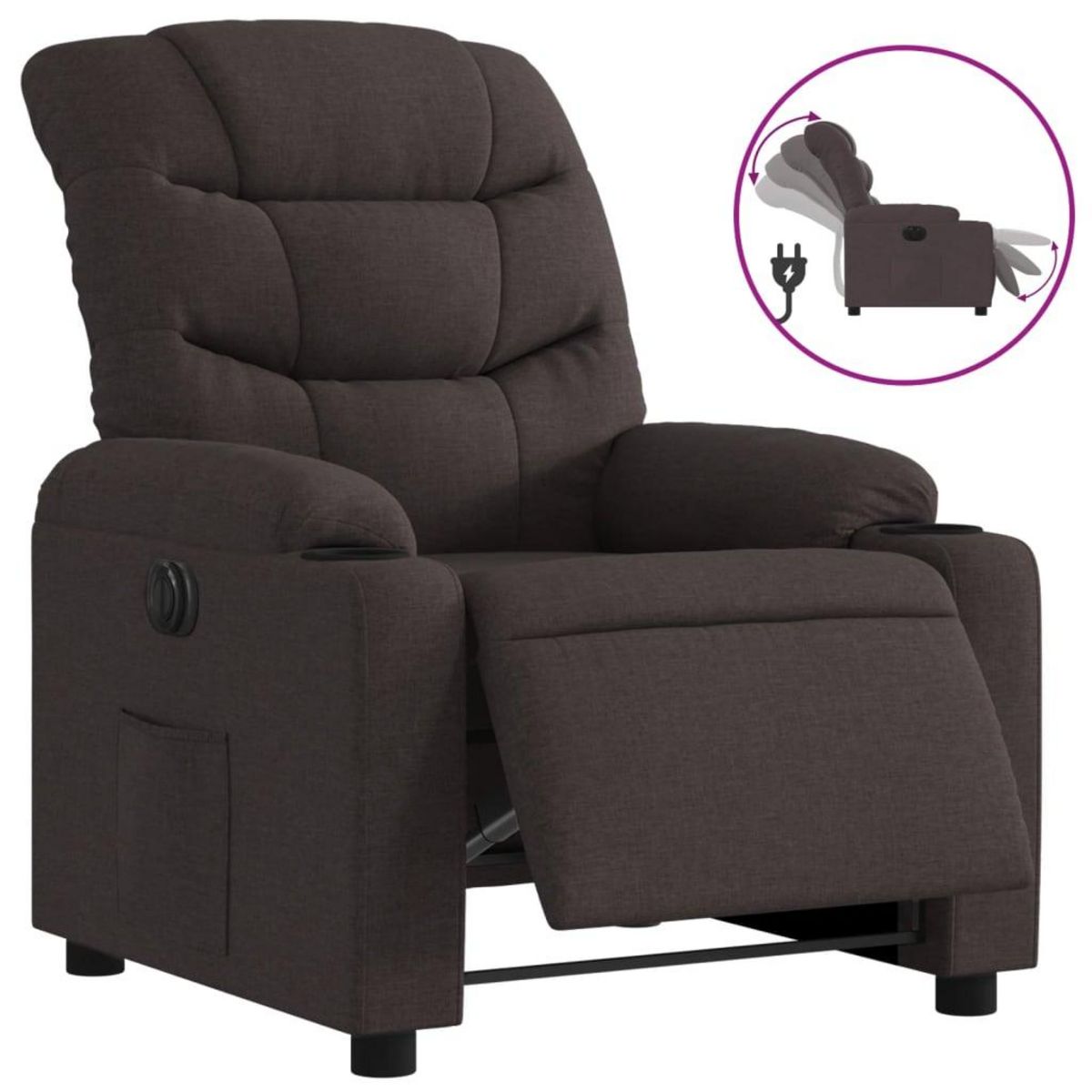 VIDAXL Fauteuil inclinable electrique Marron fonce Tissu