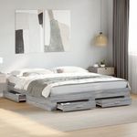 VIDAXL Cadre de lit avec tiroirs sans matelas sonoma gris 200x200 cm
