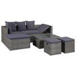 VIDAXL Salon de jardin 4 pcs avec coussins Resine tressee Gris