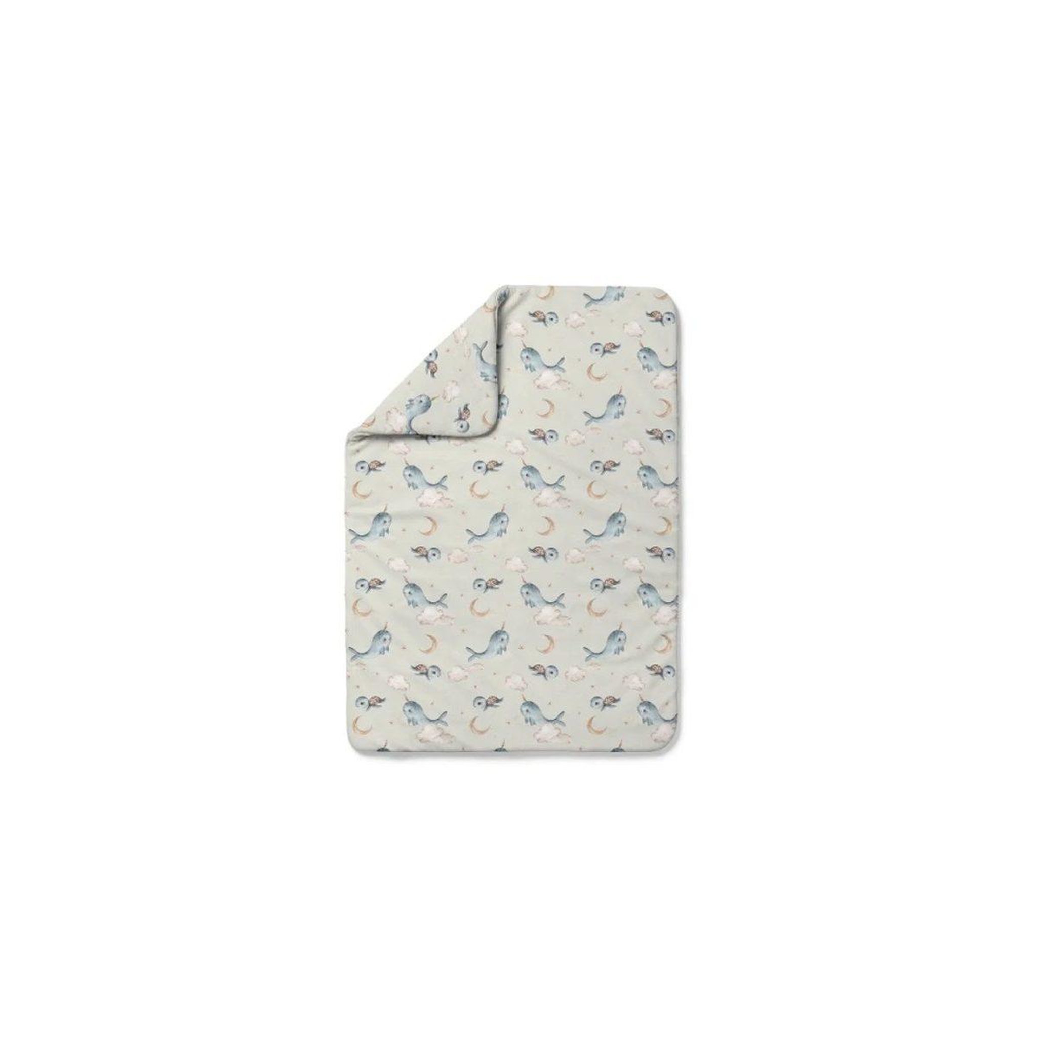 WALDIN Couette bébé 120 × 90 cm - motif baleine, vert olive