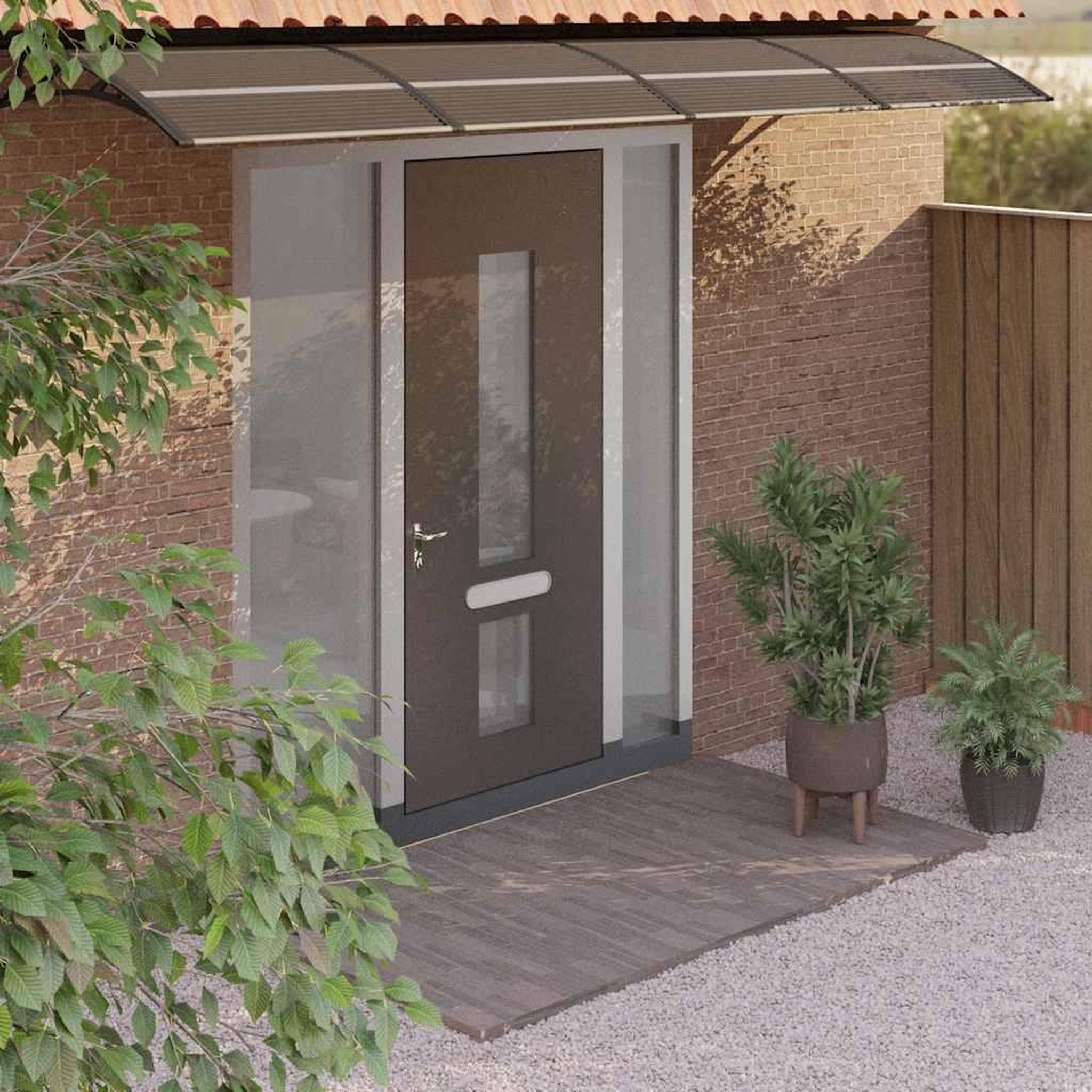 Voir la diapositive 1 : VIDAXL Auvent de porte Noir 350x75 cm Polycarbonate