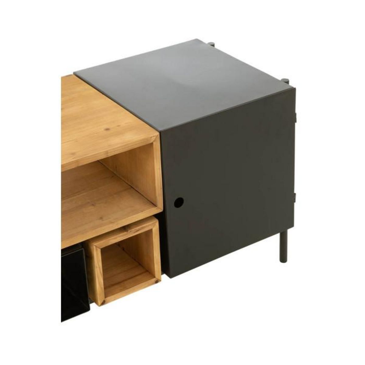 Paris Prix Meuble TV en Bois 2 Portes  Tina  160cm Noir & Naturel