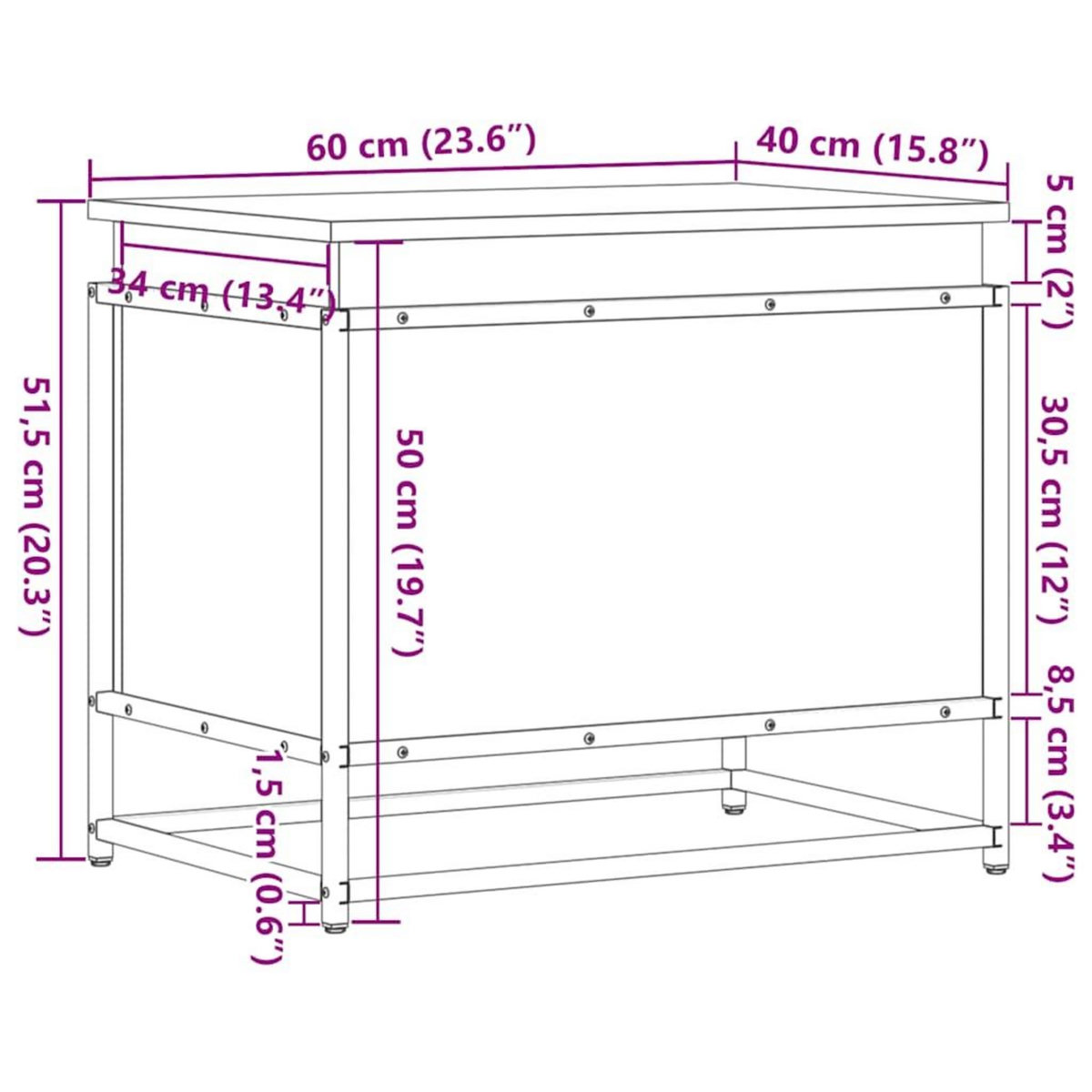 VIDAXL Boîte de rangement avec couvercle chene fume bois d'ingenierie