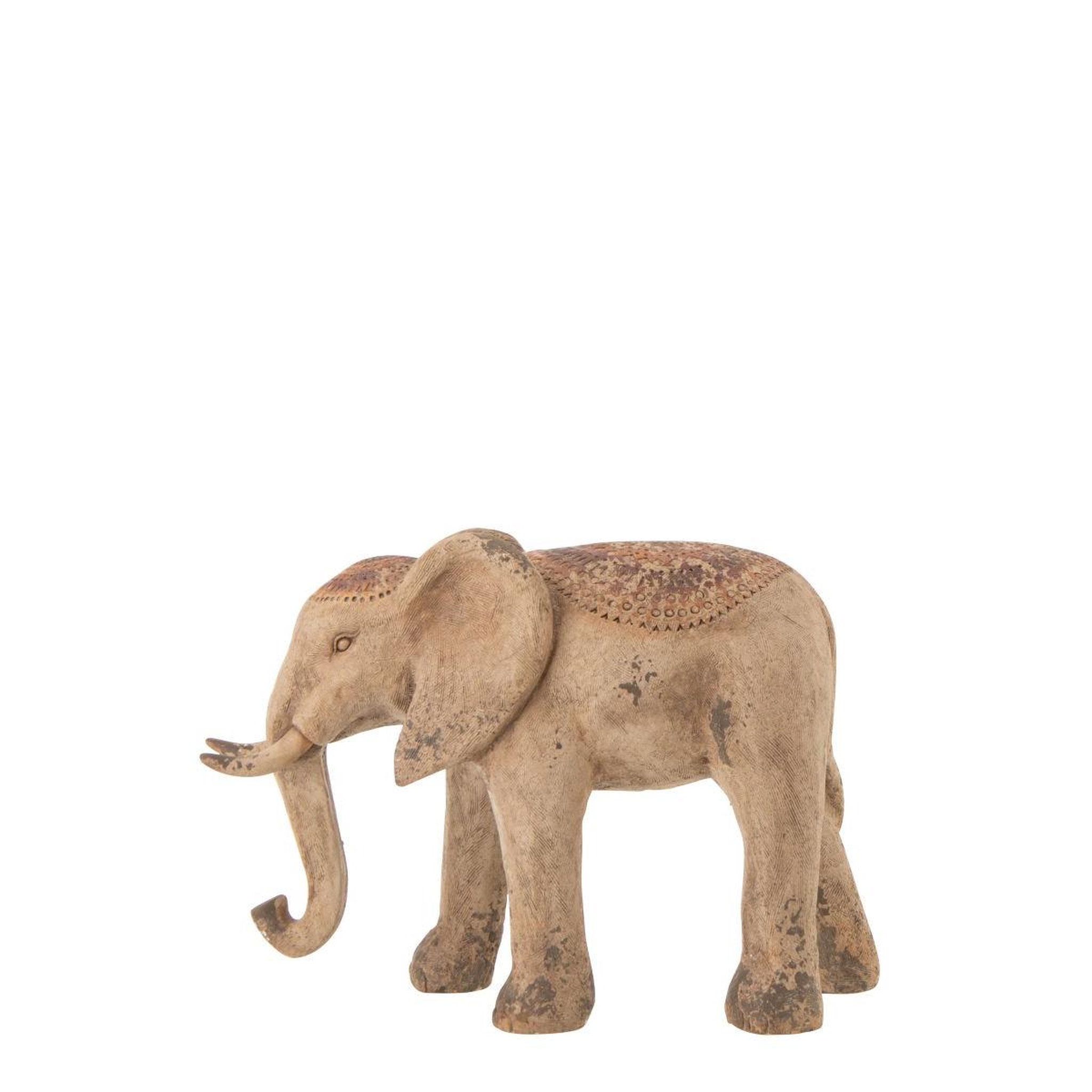 Voir la diapositive 2 : J-LINE Statue éléphant extérieur  antik  80cm multicolore