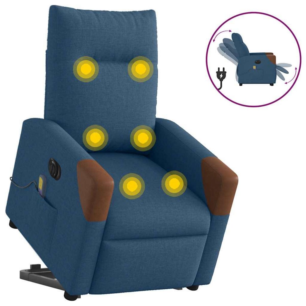 VIDAXL Fauteuil inclinable de massage electrique bleu tissu