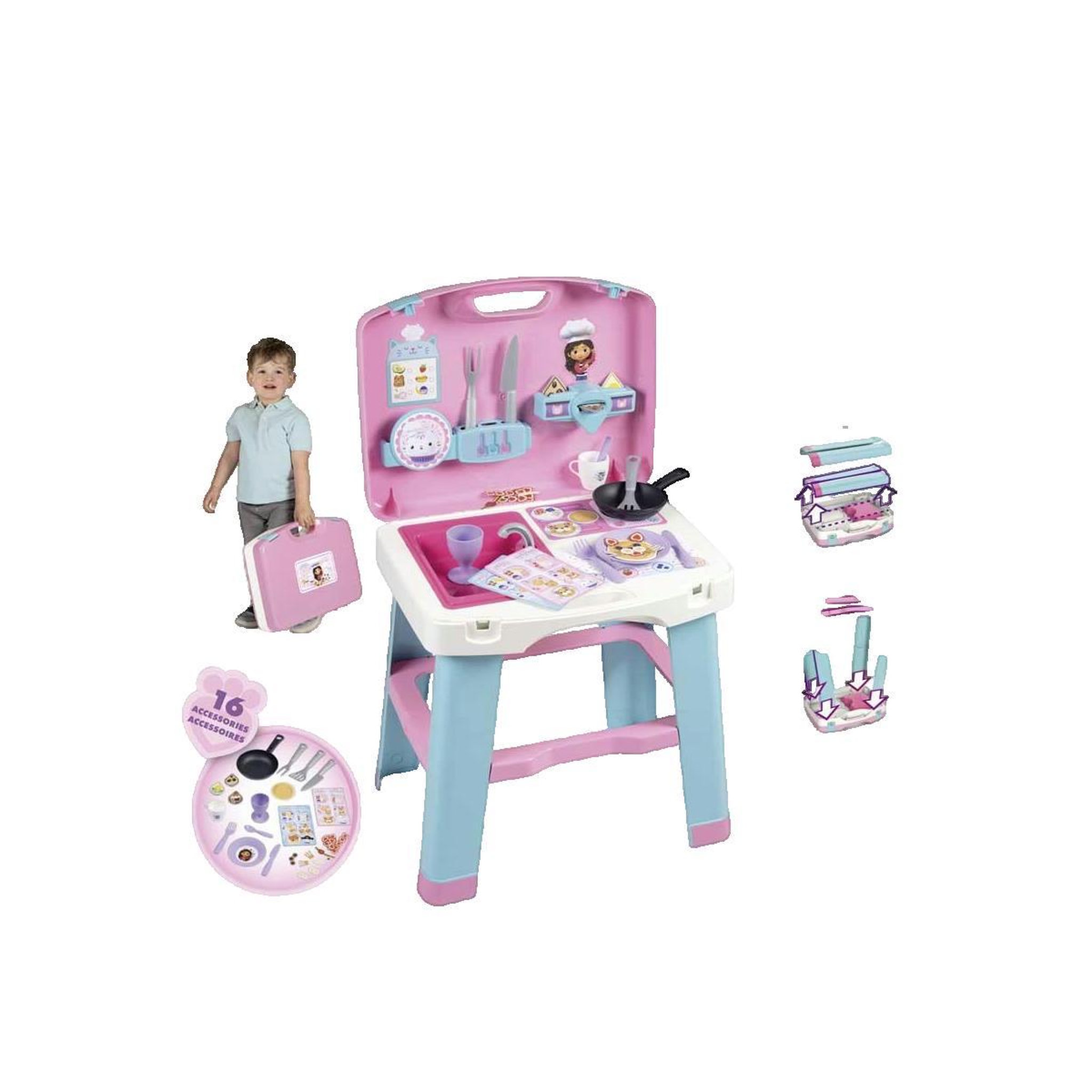Voir la diapositive 3 : SMOBY Jeu de cuisine Smoby La Cuisine Gabby's Dollhouse rose