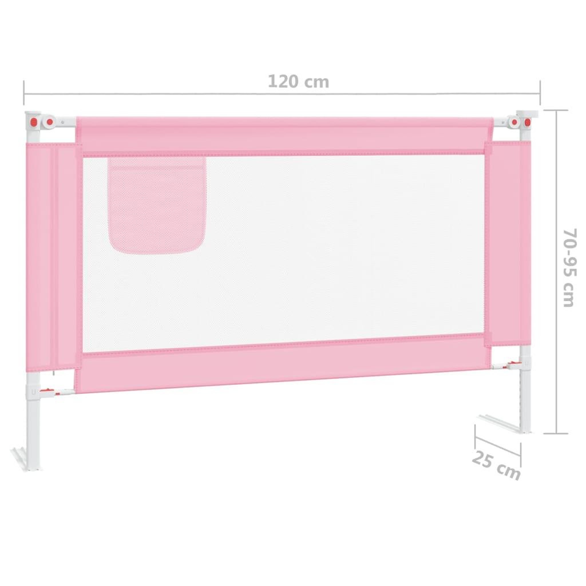 Voir la diapositive 6 : VIDAXL Barriere de securite de lit d'enfant Rose 120x25 cm Tissu