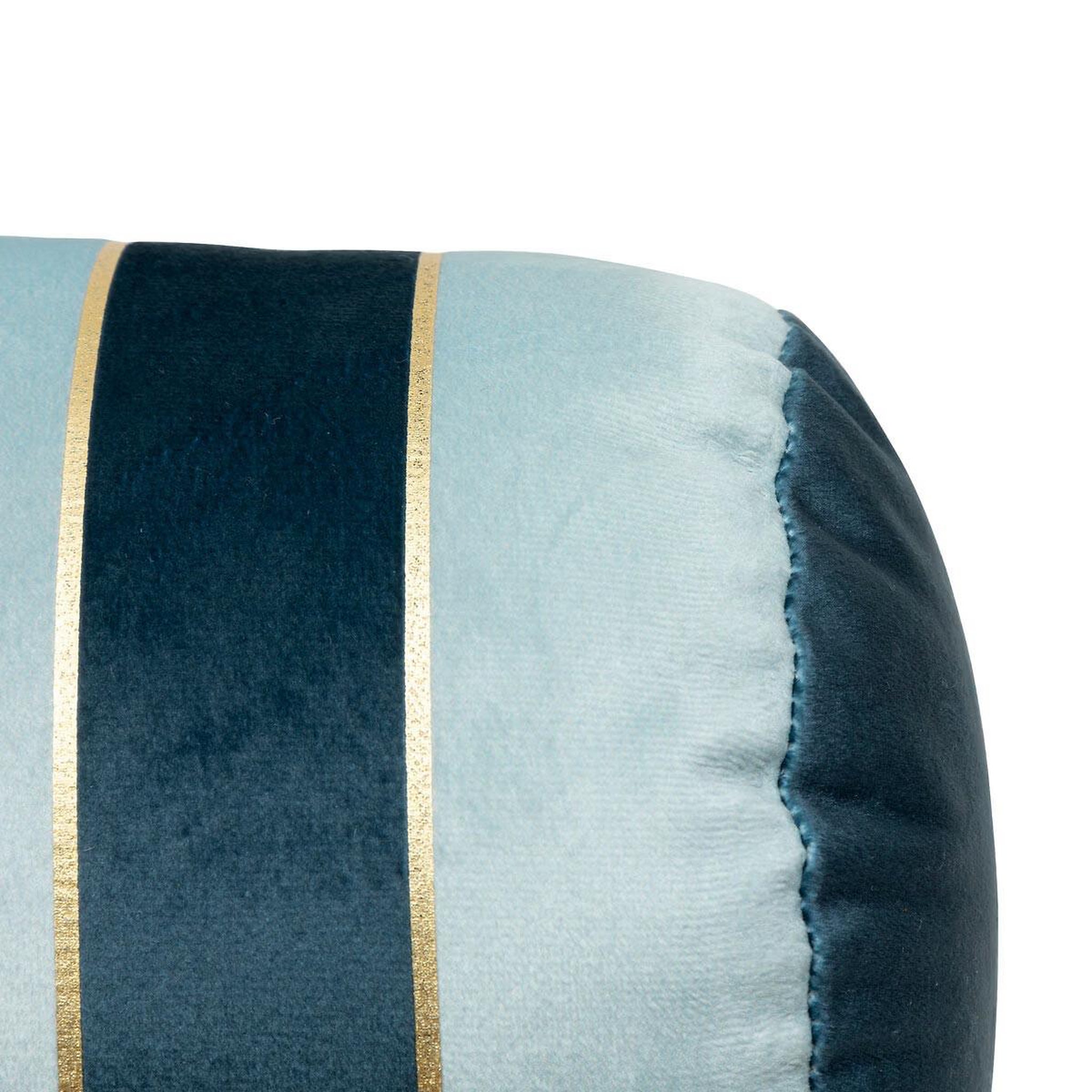 Voir la diapositive 2 : ATMOSPHERA Coussin déco rayé en velours  nelya  14x40cm bleu
