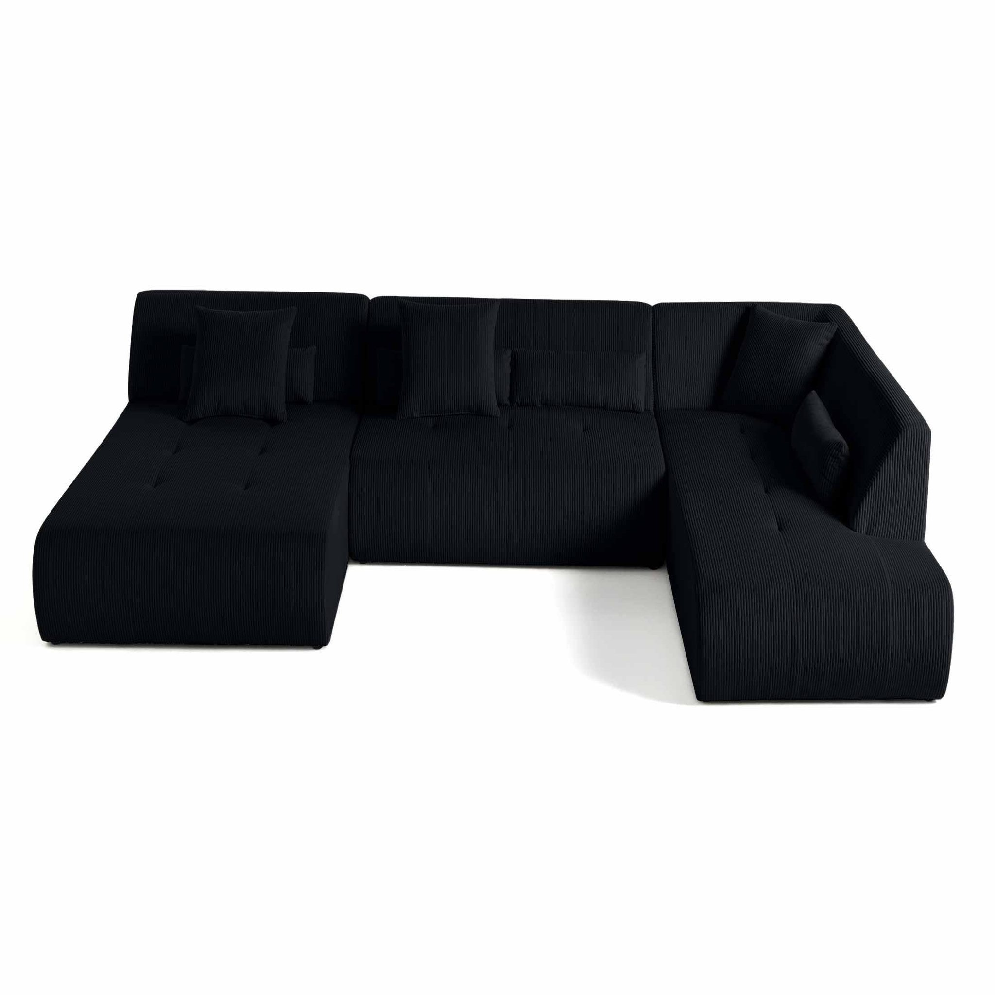 Voir la diapositive 1 : LISA DESIGN Onyx - canapé panoramique d'angle droit 7 places - en velours côtelé