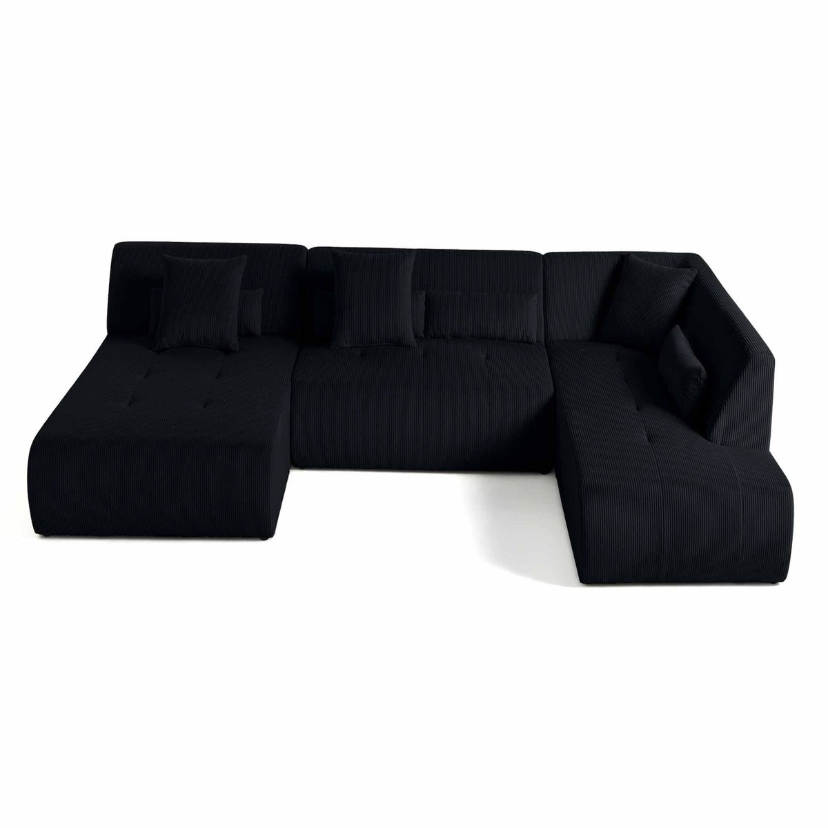 LISA DESIGN Onyx - canapé panoramique d'angle droit 7 places - en velours côtelé