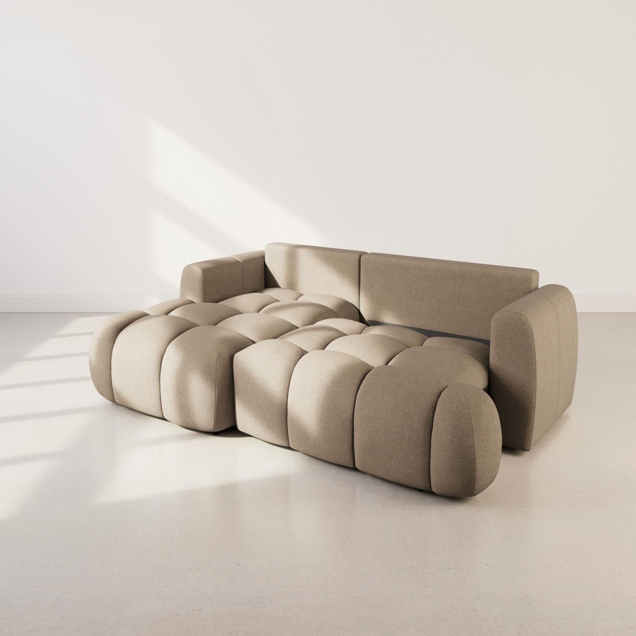 Voir la diapositive 4 : BEST MOBILIER Yulin - canapé d'angle gauche 4 places convertible avec coffre en tissu bouclette
