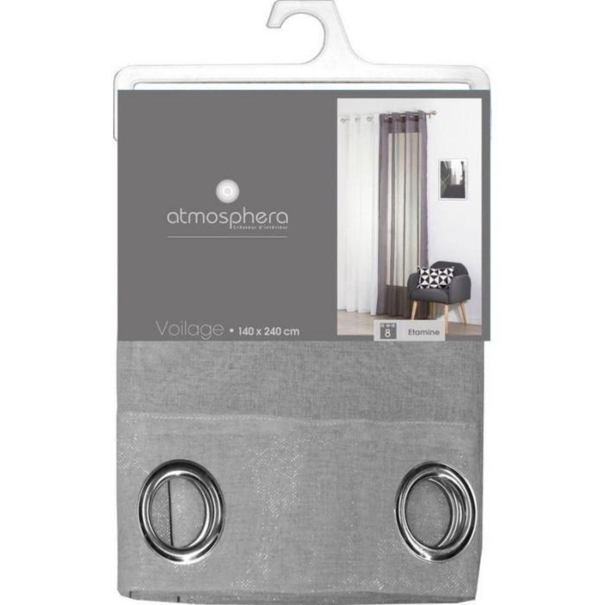 ATMOSPHERA Rideau Voilage  Etamine  140x240cm Gris