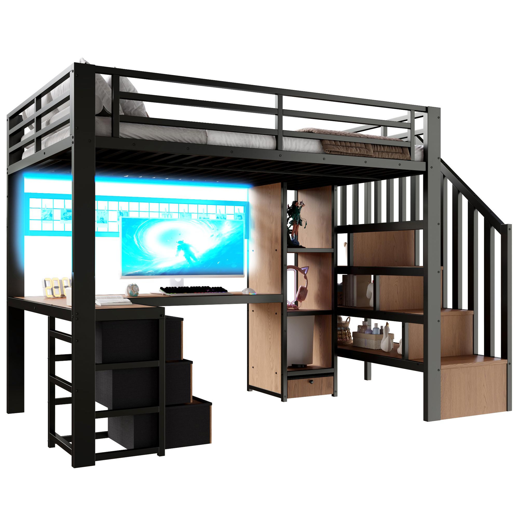 MERAX Lit mezzanine. Coloris disponibles : Noir, Blanc