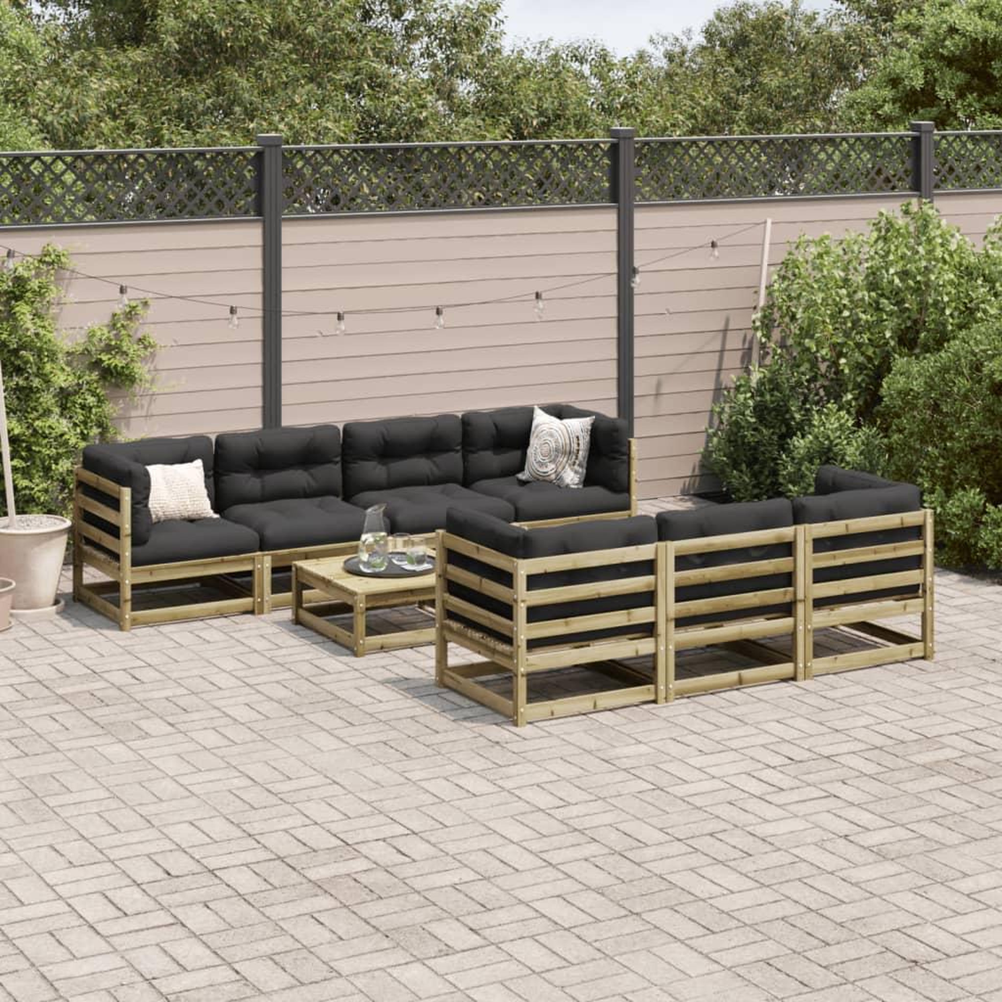 Voir la diapositive 3 : VIDAXL Salon de jardin 8 pcs avec coussins bois de pin impregne