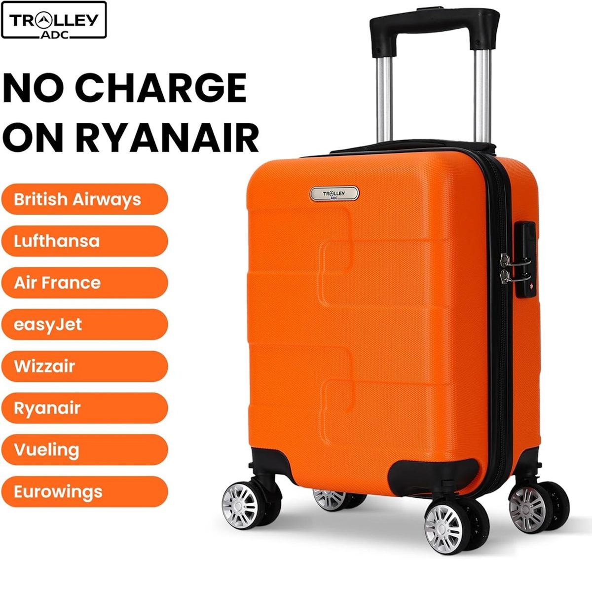 TROLLEY ADC Valise cabine à roulettes noir - VAL-738