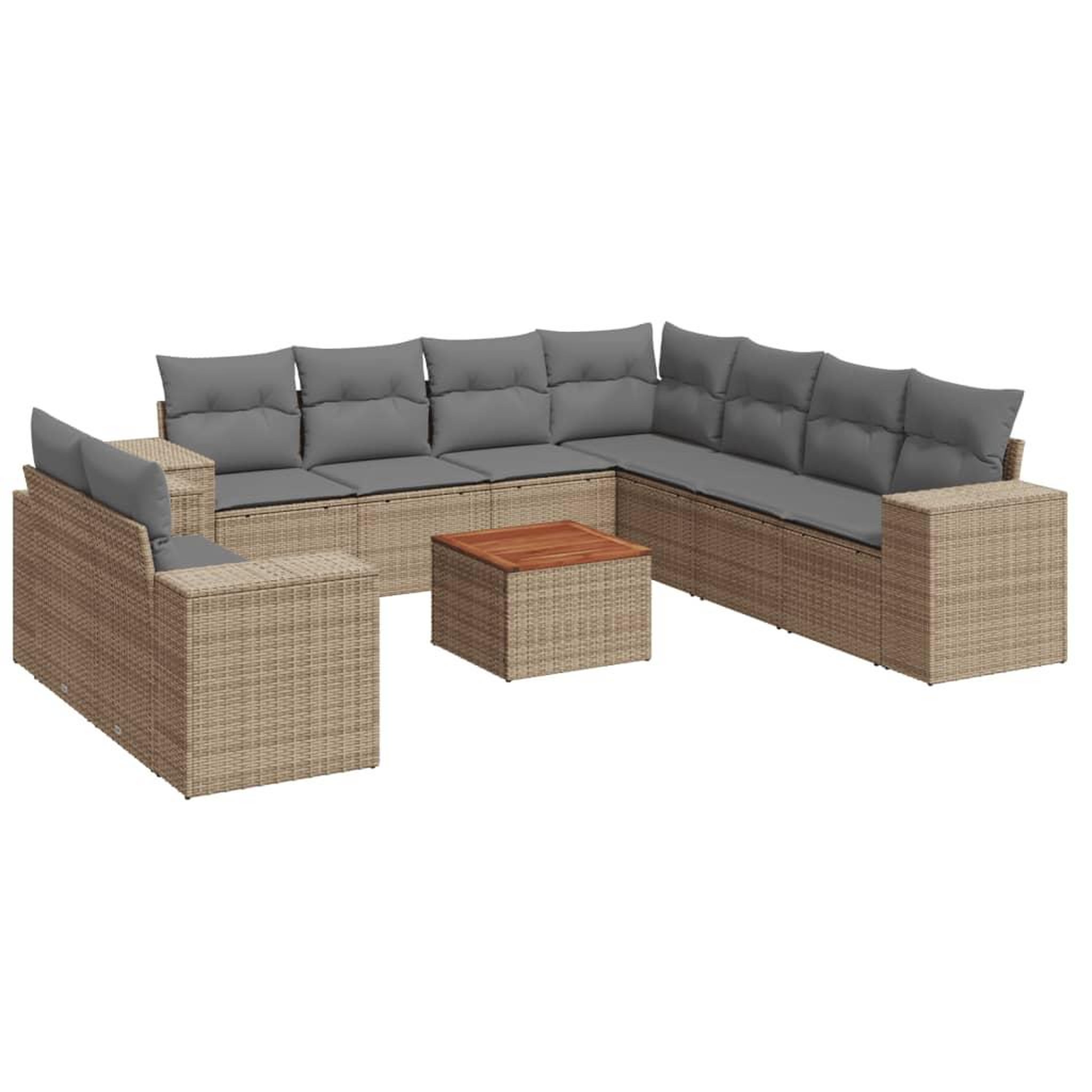 Voir la diapositive 2 : VIDAXL Salon de jardin avec coussins 10 pcs beige resine tressee