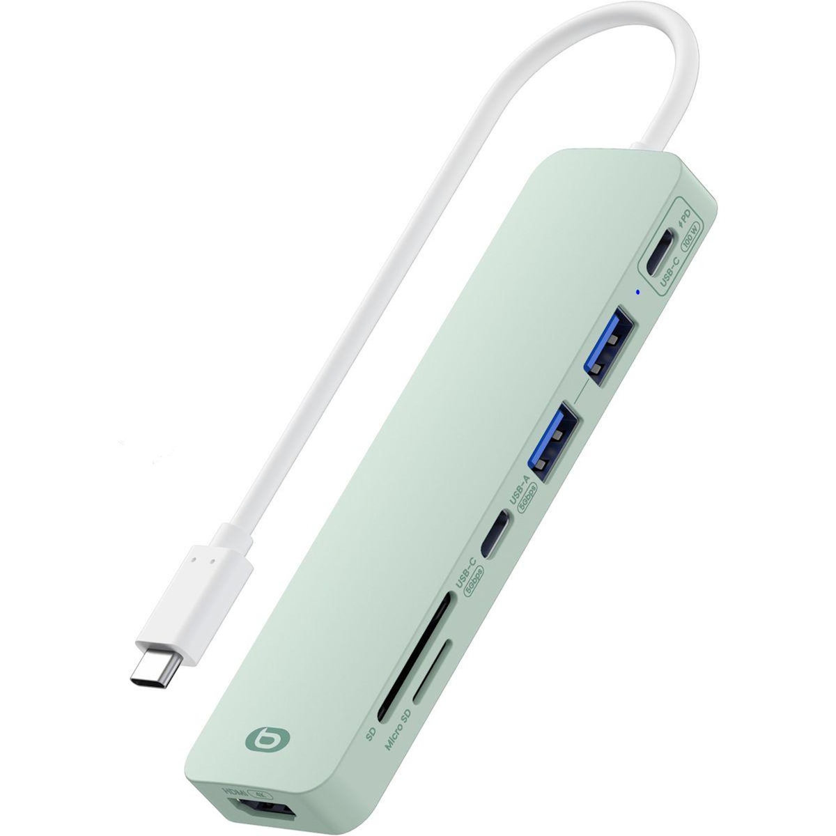 ESSENTIEL B Hub 7 en 1 USB C Vert