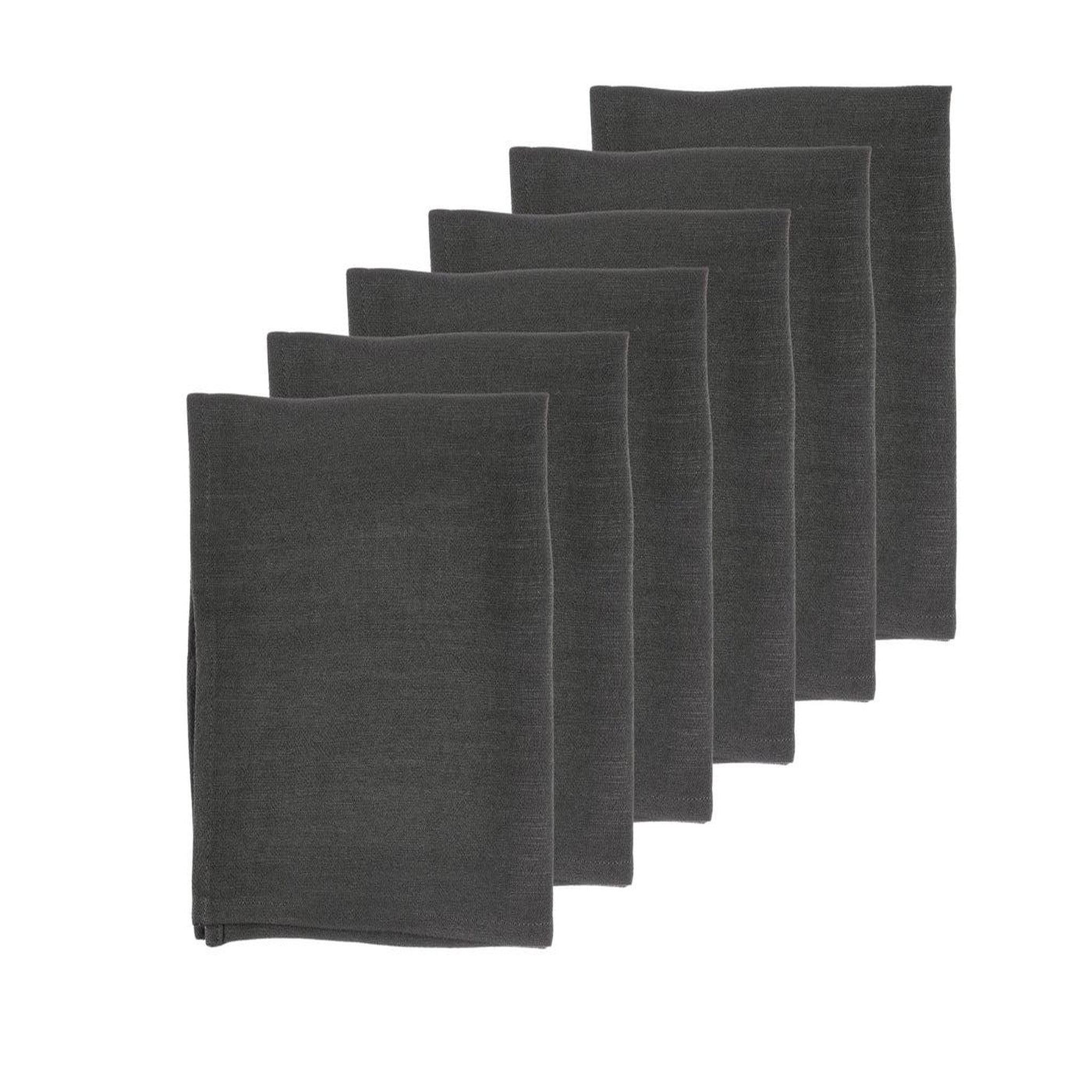 BJORN Serviette de table - 6 pièces - Lin et coton gris anthracite