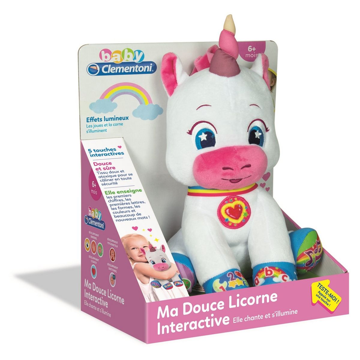 CLEMENTONI Peluche Ma douce Licorne interactive