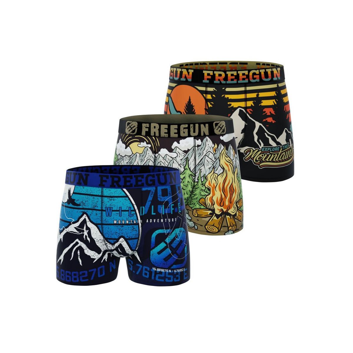 FREEGUN Lot de 3 boxers enfant Outdoor