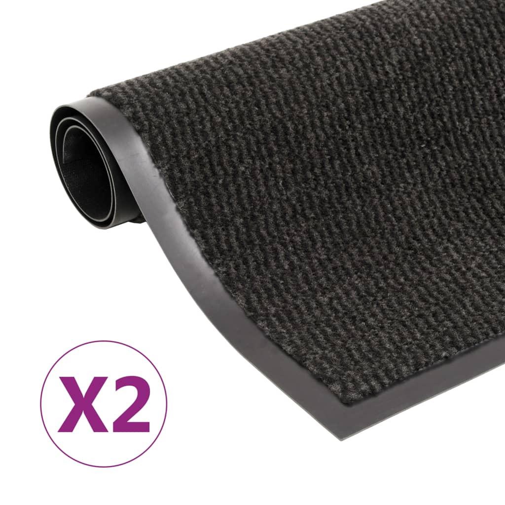 Voir la diapositive 1 : VIDAXL Paillassons rectangulaires 2 pcs 80 x 120 cm Noir