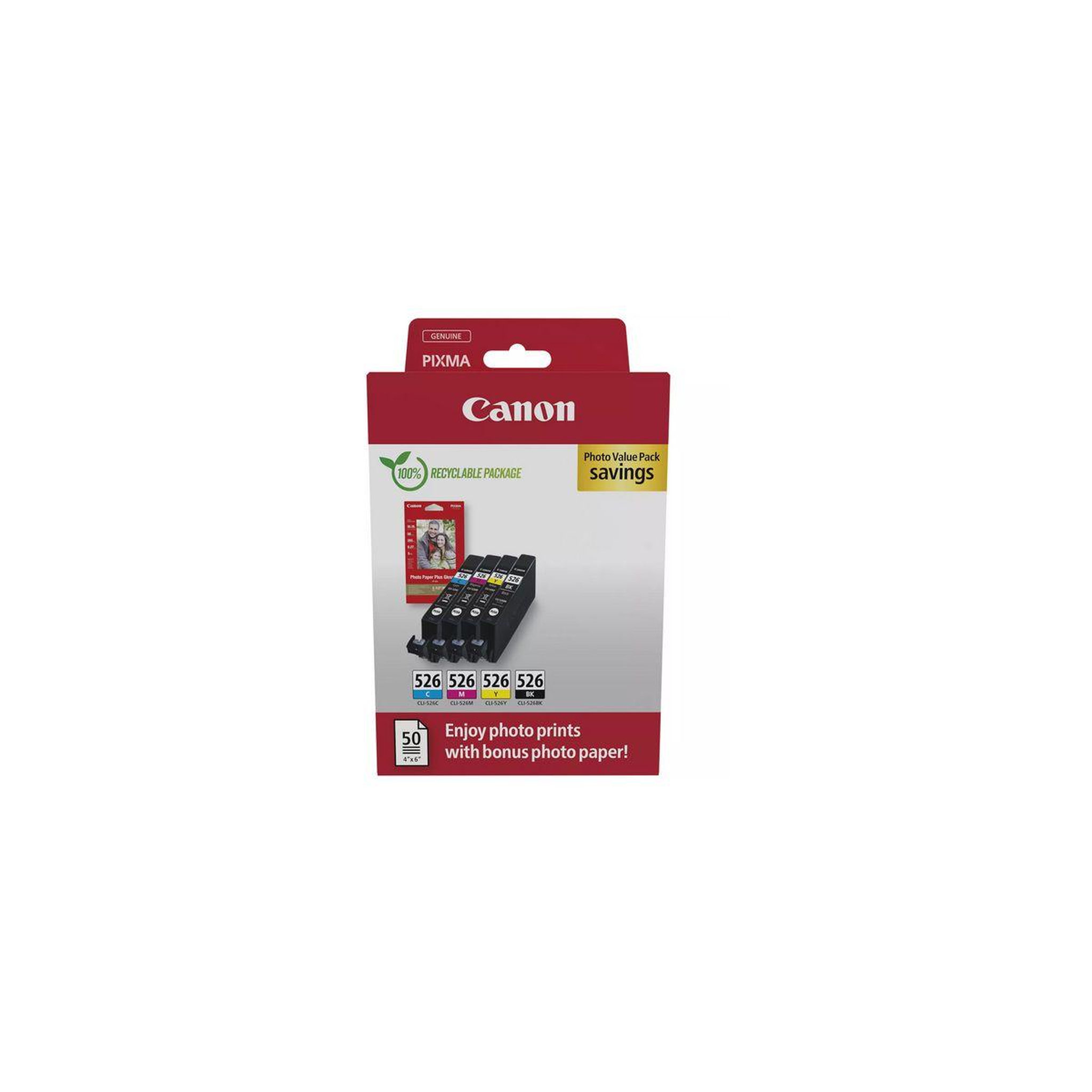 Canon Cartouche d'encre pack multipack 5 originales cli-526 (bk/c/m/y) - 4540b007