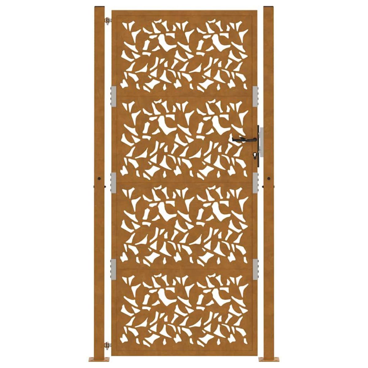 VIDAXL Porte de jardin acier resistant aux intemperies design feuilles